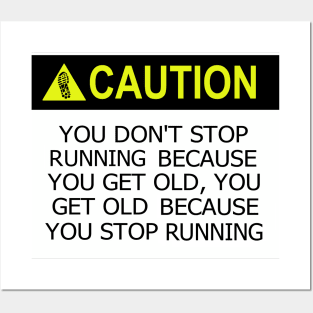 Caution Running Posters and Art